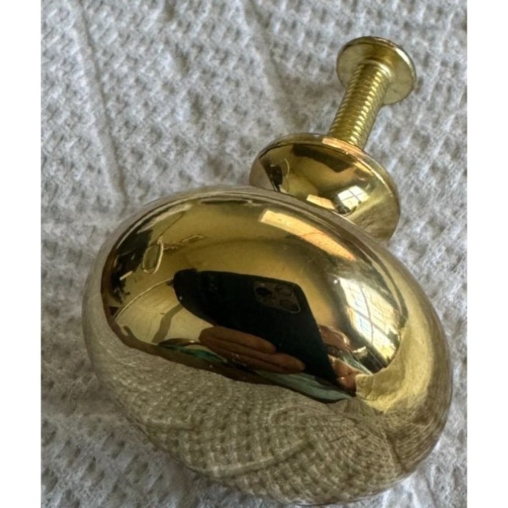 Solid Brass 1 1/4" Polished Mushroom Shaped Drawer Pull with Screw
